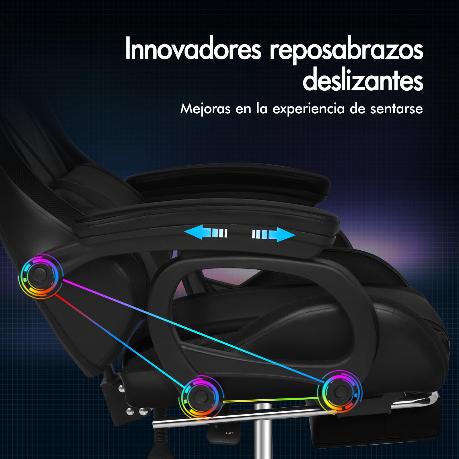ALFORDSON Silla Gaming con Masaje y LED, Silla Gamer Ergonómica con Cojín Lumbar y Cervical, Reposapiés Telescópico, Iluminación para Ordenador, Videojuego, Juegos, Oficina, Cuero PU(Negra)