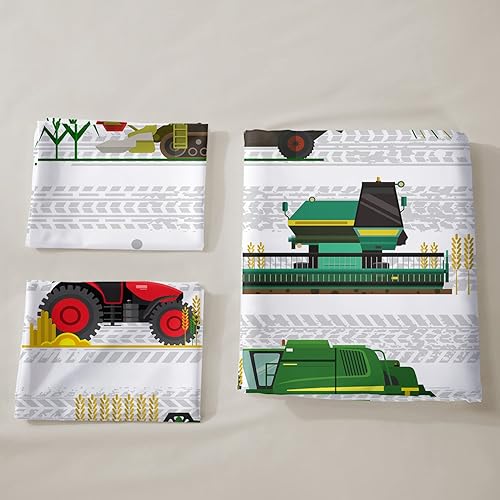 Miniatura 3 de CVHOUSE Juego de ropa de cama de tractor de excavadoras, tamaño matrimonial, funda de edredón de camiones de construcción para niños, funda de