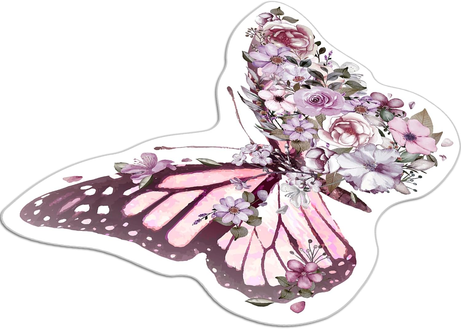 Butterfly Area Rugs, 60"x 40" Non-Slip Rug for Girls Bedroom, Pink Butterfly Carpet Floor Mat for Play Room Game Area Dorm Entryway Home Decor (Butterfly 1, 60" x 40")