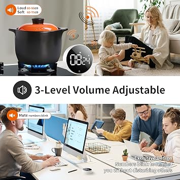 VOCOO Digital LED Kitchen Timer Count Up Countdown Timer for Cooking, Classroom, Home Gym