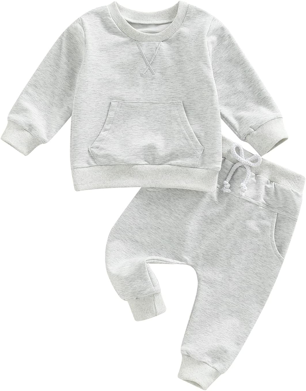 Fernvia Toddler Baby Girl Clothes 3 6 9 12 18 24 Months Fall Outfits Solid Long Sleeve Sweatshirt Tops + Pants Set