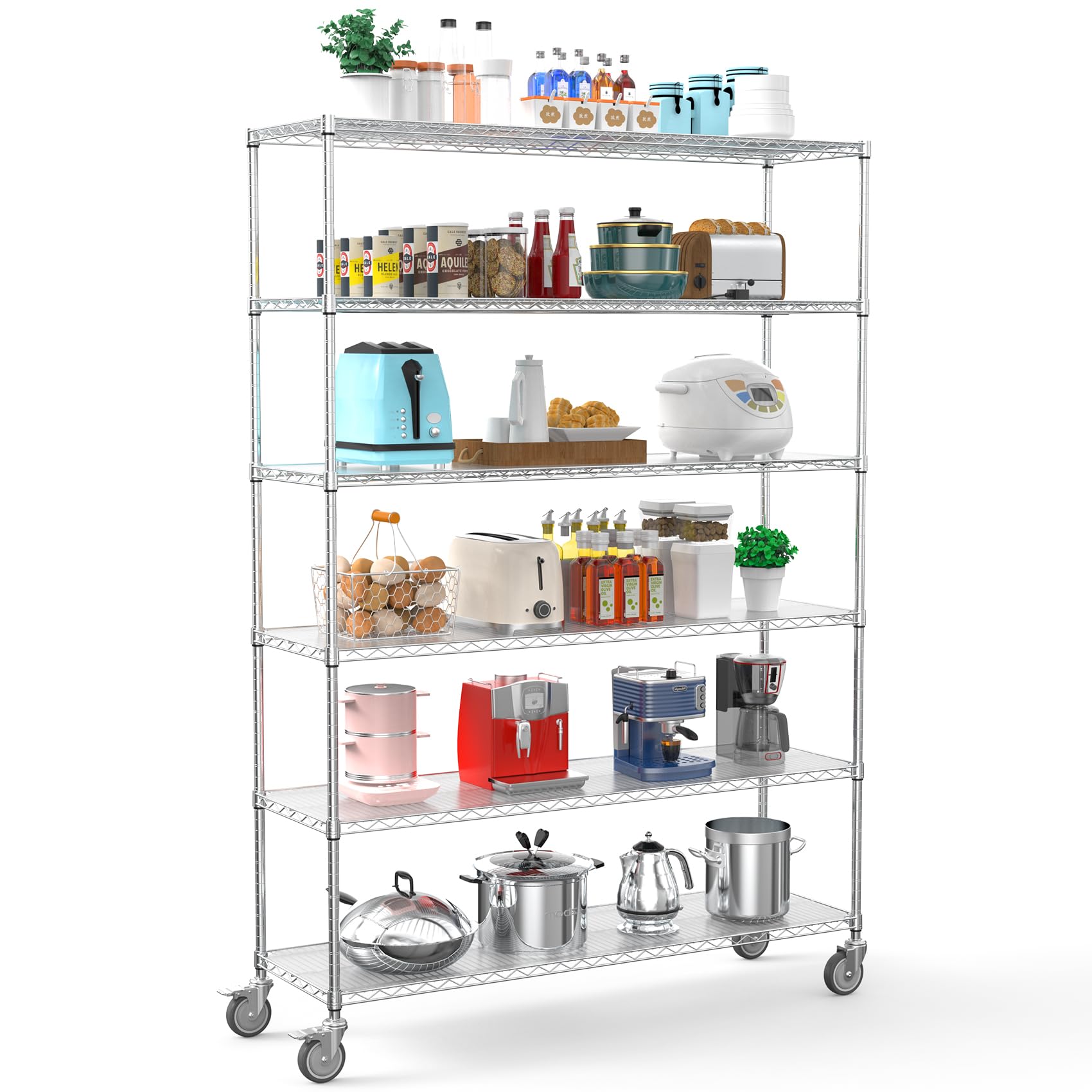 Snapklik.com : 6 Tier NSF Wire Shelf Shelving Unit, 18 X 60 X 87.5 In ...