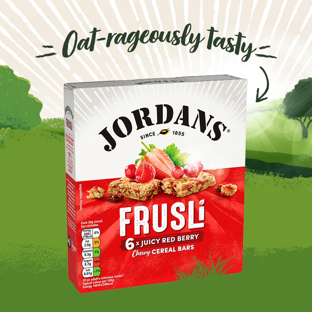 Jordans Juicy Red Berries Frusli Bar - Pack Of 6, 180g