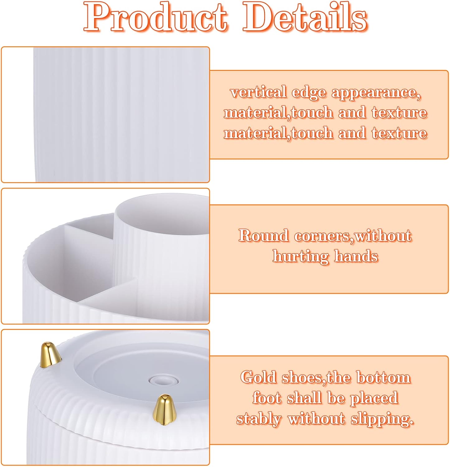 Rotating Makeup Organizer, 360° Spinning Make up Stand, 5 Slot Makeup Brushes Cup and Pencil Pen Holder, for Vanity Decor, Bathroom Countertops, Desk Storage Container, Cosmetic Display Cases(White) 4 71++BH8tSFL. AC SL1500