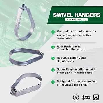 Swivel Loop Pipe Hanger, Pre-Galvanized Steel, 3 In., Chrome