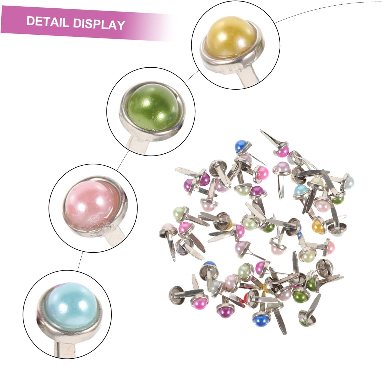 DOITOOL 50pcs Mini Pearl Brads for Craft Materials Paper Crafts Embellishments Scrapbooking DIY Projects