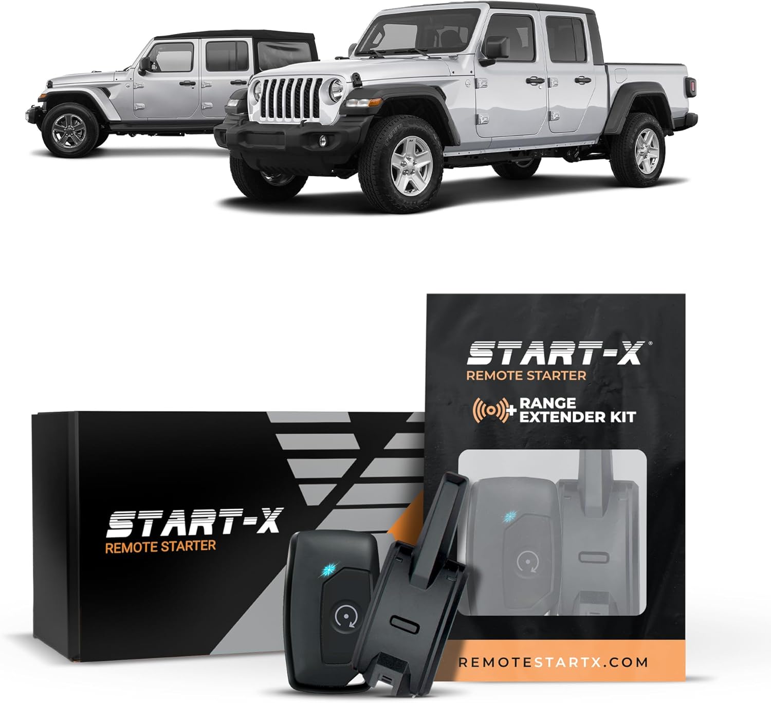 Start-X Remote Starter Kit + 2000ft 1 Way Range Extender for Jeep Wrangler JL & Gladiator JT (2018, 2019, 2020, 2021, 2022, 2023, 2024) Vehicles with Push-to-Start