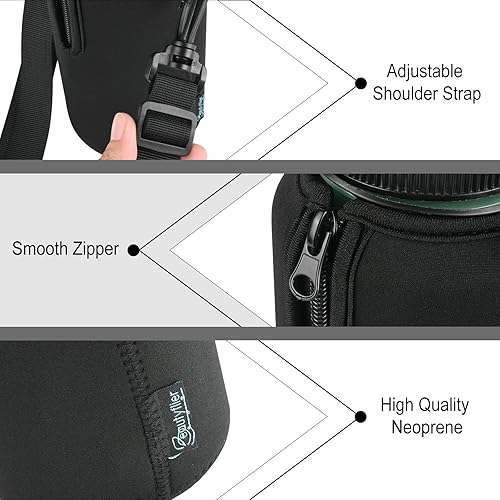 Vista 5 de Beautyflier Funda aislante de neopreno para botella de agua, compatible con botella de agua Nalgene de 32 onzas, con correa de hombro ajustable