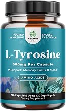Free Form L Tyrosine 1000mg Per Serving - High Strength L-Tyrosine Supplement for Energy and Focus Support - Amino Acid Nootropic Supplement for Focus Attention and Cognition (240 Count)