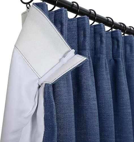 Miniatura 3 de Drapifytex Cortina plisada de lino sintético para oscurecer la habitación, 96 pulgadas de largo por 100 pulgadas de ancho, cortina de ventana azul