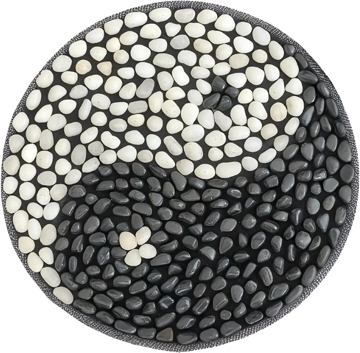 Rain Flower Stone Yin Yang Foot Massager Mat, Natural Pebble Acupressure pad for Plantar Fasciitis Relief, Reflexology Massage.