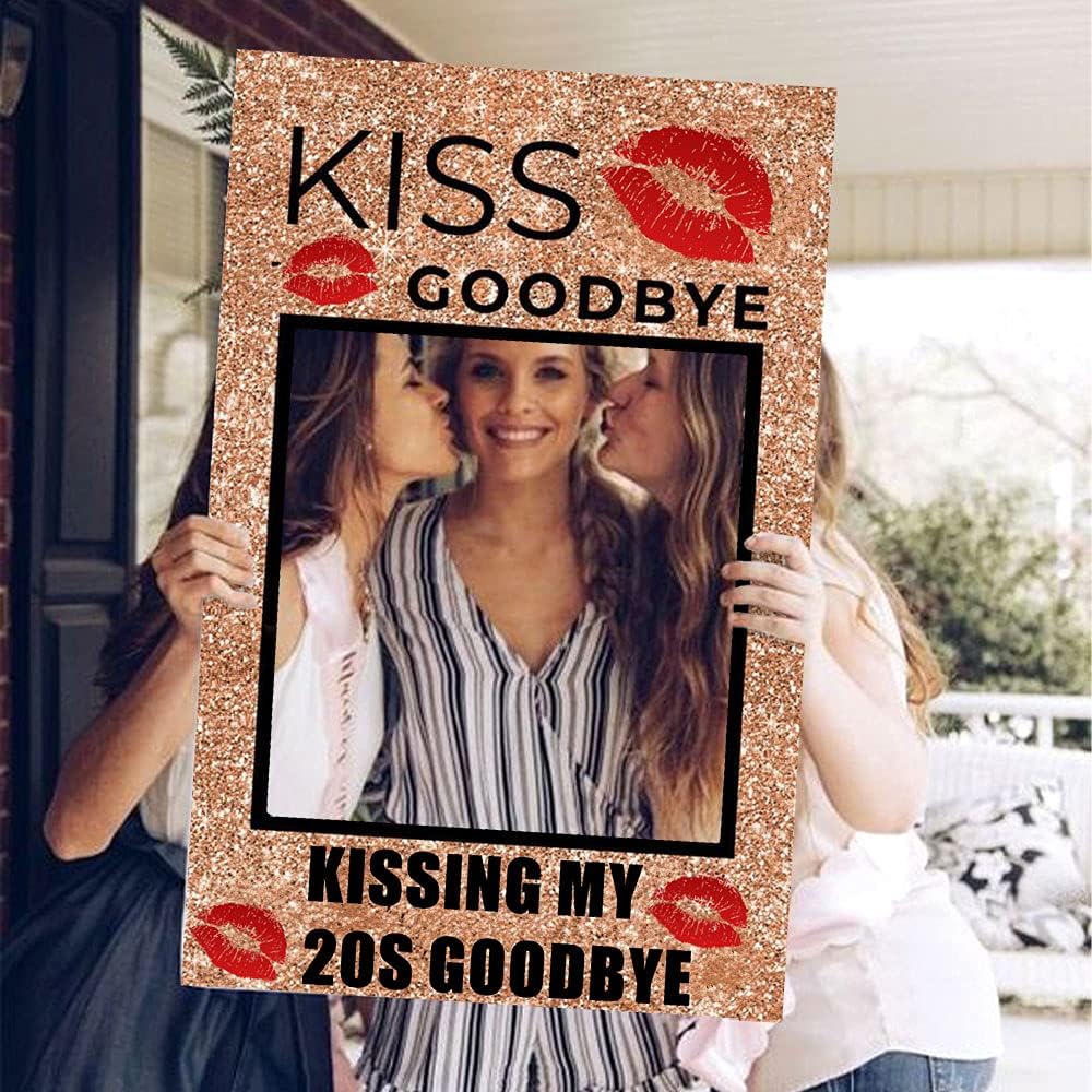 JeVenis Kissing My 20S Goodbye Photo Booth Frame 30th Birthday Photo Booth Props Kissing My 20S Goodbye Photo Booth Props - Image 3