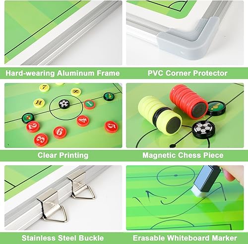 Miniatura 3 de VolksRose Soccer Coaching Board, Magnetic Soccer Tactics Strategy Board, Erasable Coaches Clipboard with Magnets and Marker Pen, Coach Training