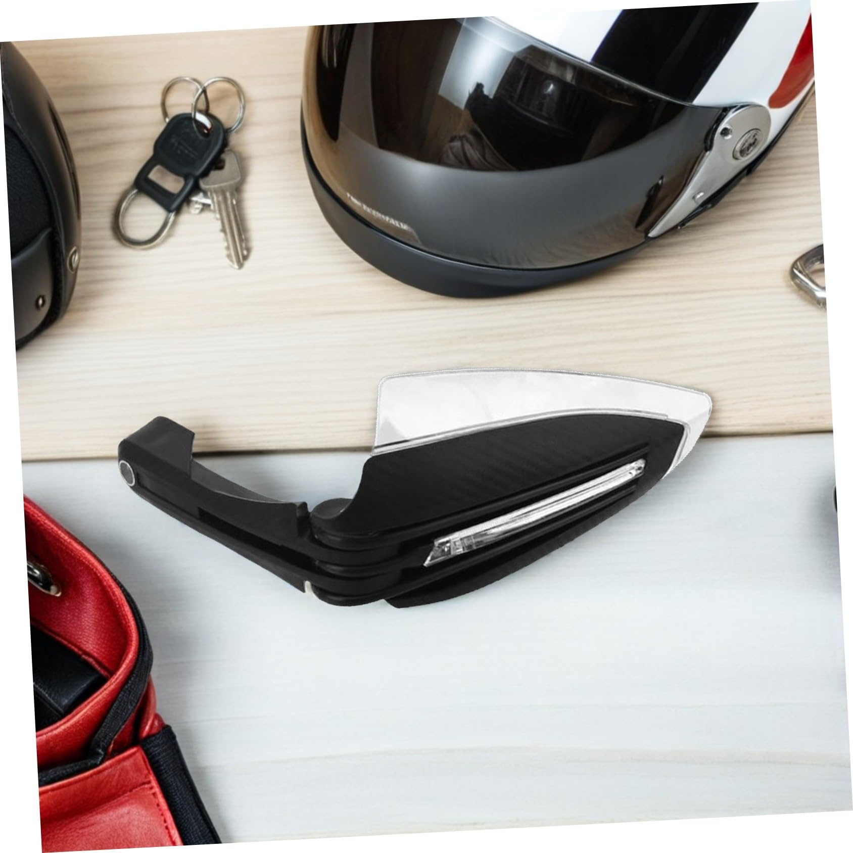 Protector Manos Motocicleta con LED Carcasa Resistente y Acrílica Antiviento Diseño Decorativo con Luz Intermitente para Seguridad Nocturna Accesorio Manillar Moto Cable Negro con