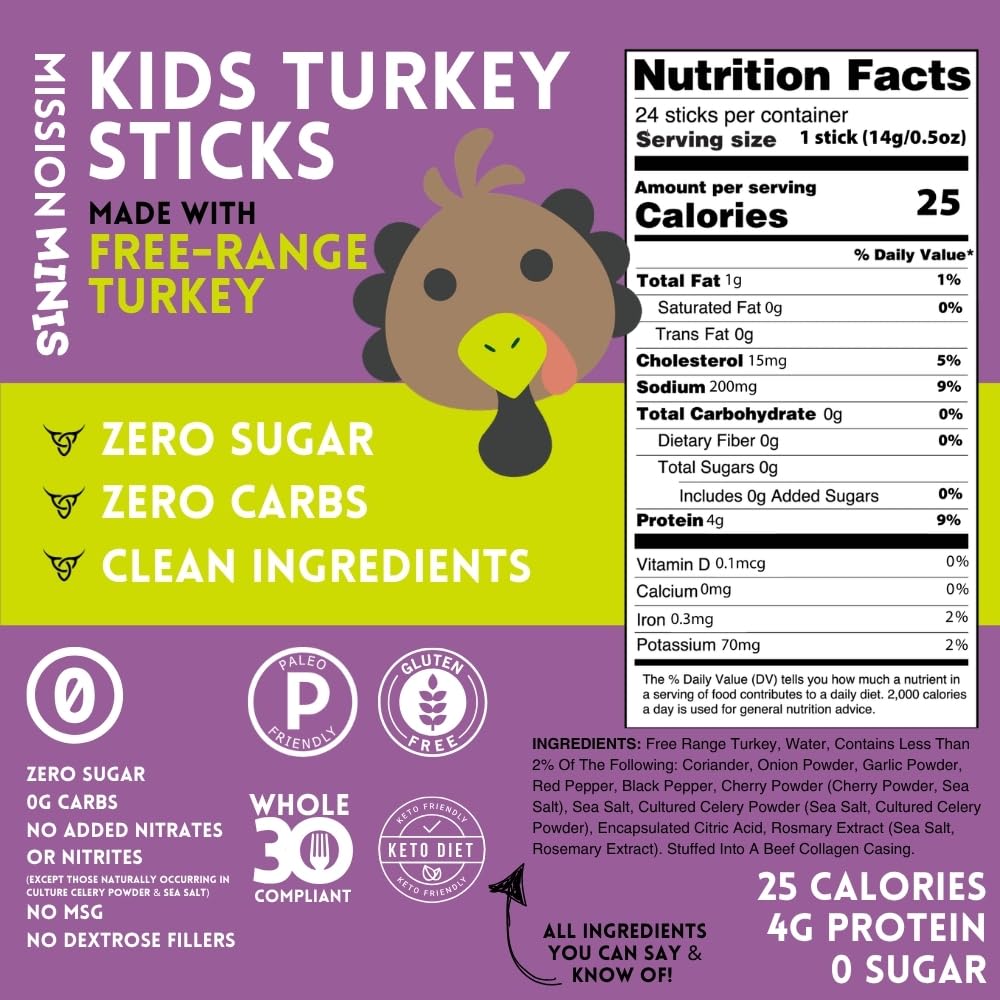   Kids Turkey Sticks, Zero Sugar, Healthy Snacks, 0.5oz, 24ct thumbnail