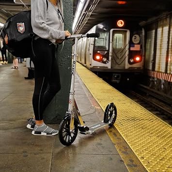 Razor A6 Kick Scooter for Kids Ages 8+ Extra-Tall Handlebars & Longer Deck, 10 Urethane Wheels, Aluminum Frame, Anti-Rattle Technology, for Riders Up to 220 lbs