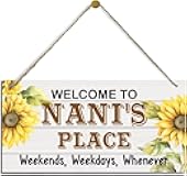 Rustic Welcome To Nani's Place Decor Sign, Sunflower Sign Porch Decor Sign, Nani's Gift, Gift For Grandma 5x10 Inch