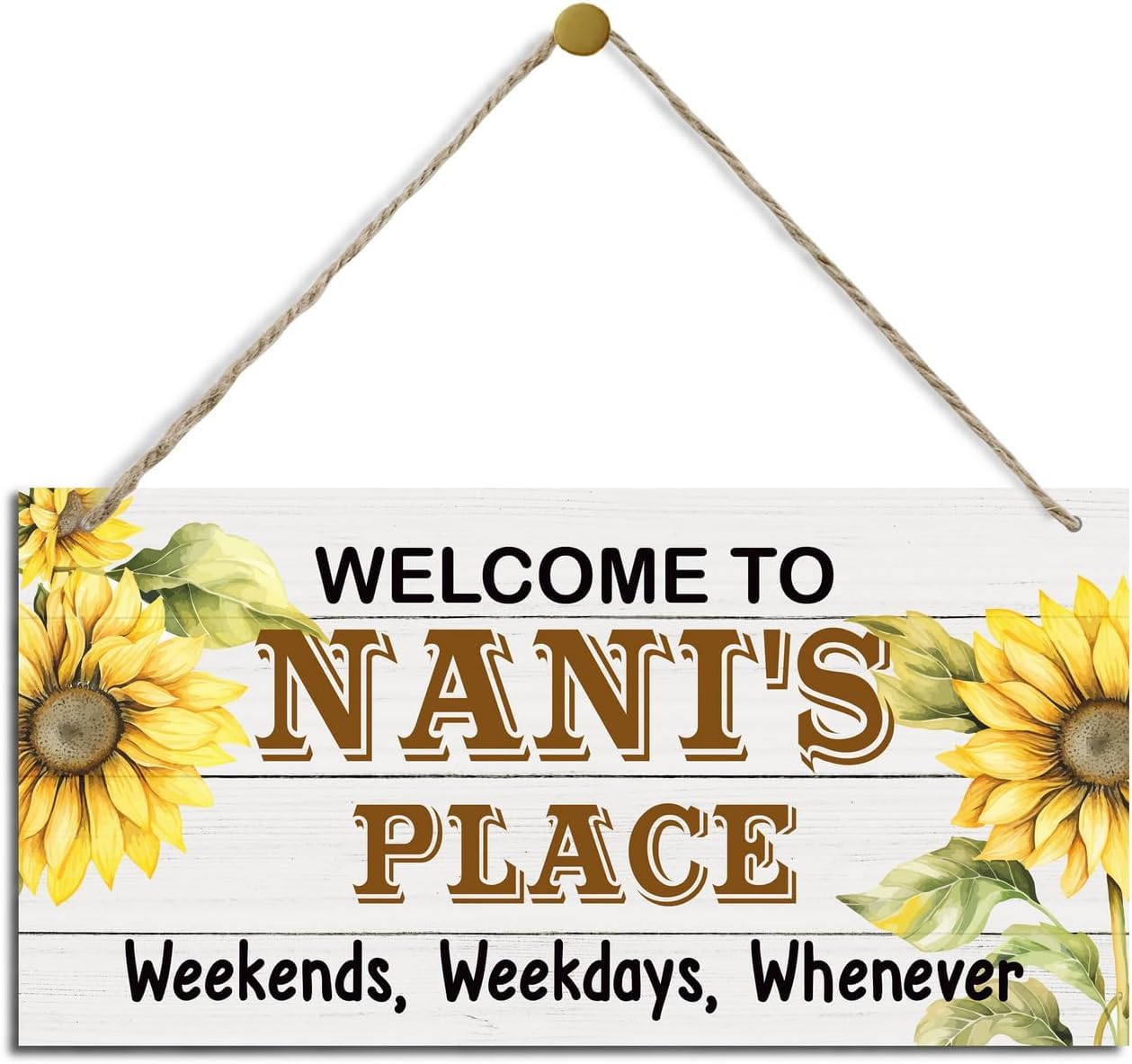 Rustic Welcome To Nani's Place Decor Sign, Sunflower Sign Porch Decor Sign, Nani's Gift, Gift For Grandma 5x10 Inch