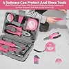 24 Pcs Home Repair Tool Kit General Household Hand Toolbox Set with Storage Case DIY Tools Hammer and Allen Key Set with Electrical Tape Screwdriver Test Pen Plier Bits for Men Women & Beginner