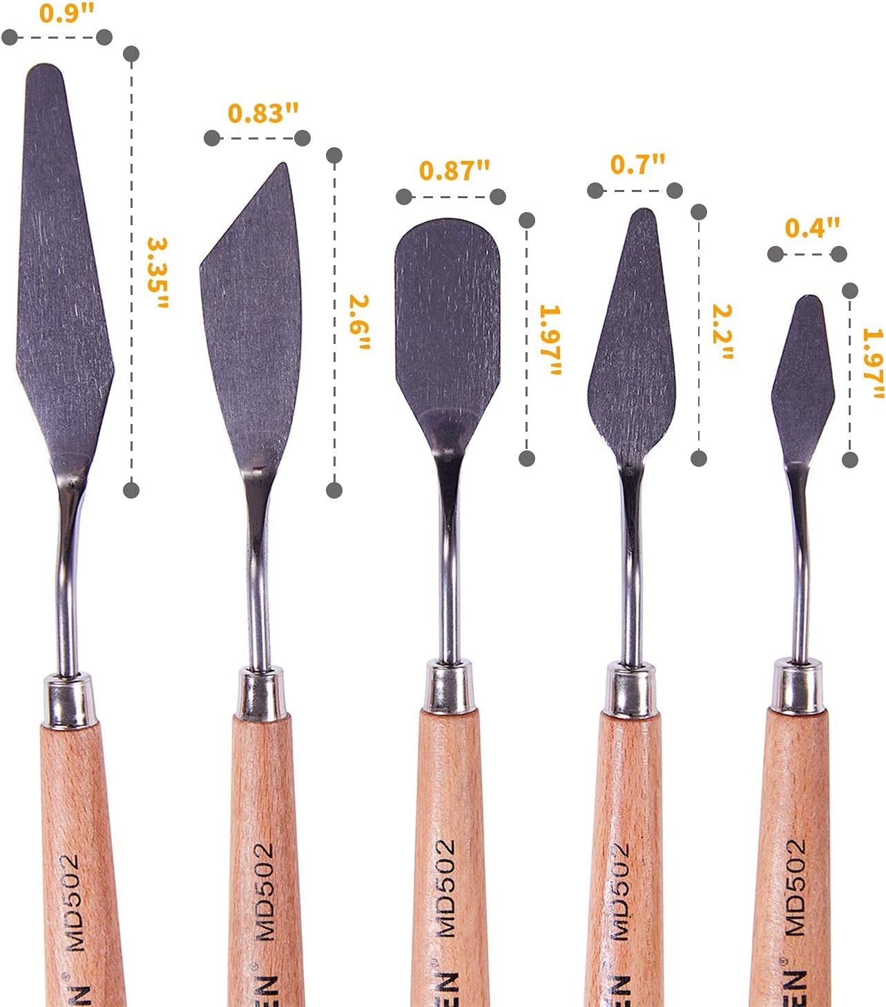 MEEDEN Painting Palette Knife: 5 Pieces Stainless Steel Painting Knives with Wood Handle - Image 4