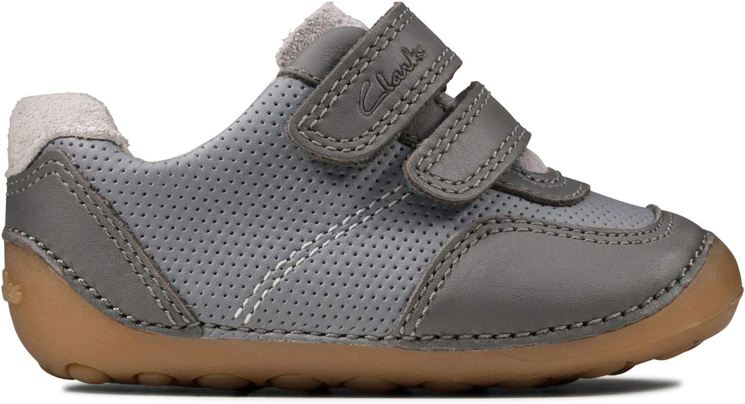 Clarks Tiny Dusk Toddler | Grey Combi Leather | Boys Pre Walker Shoes Dusk Grey Combi 3