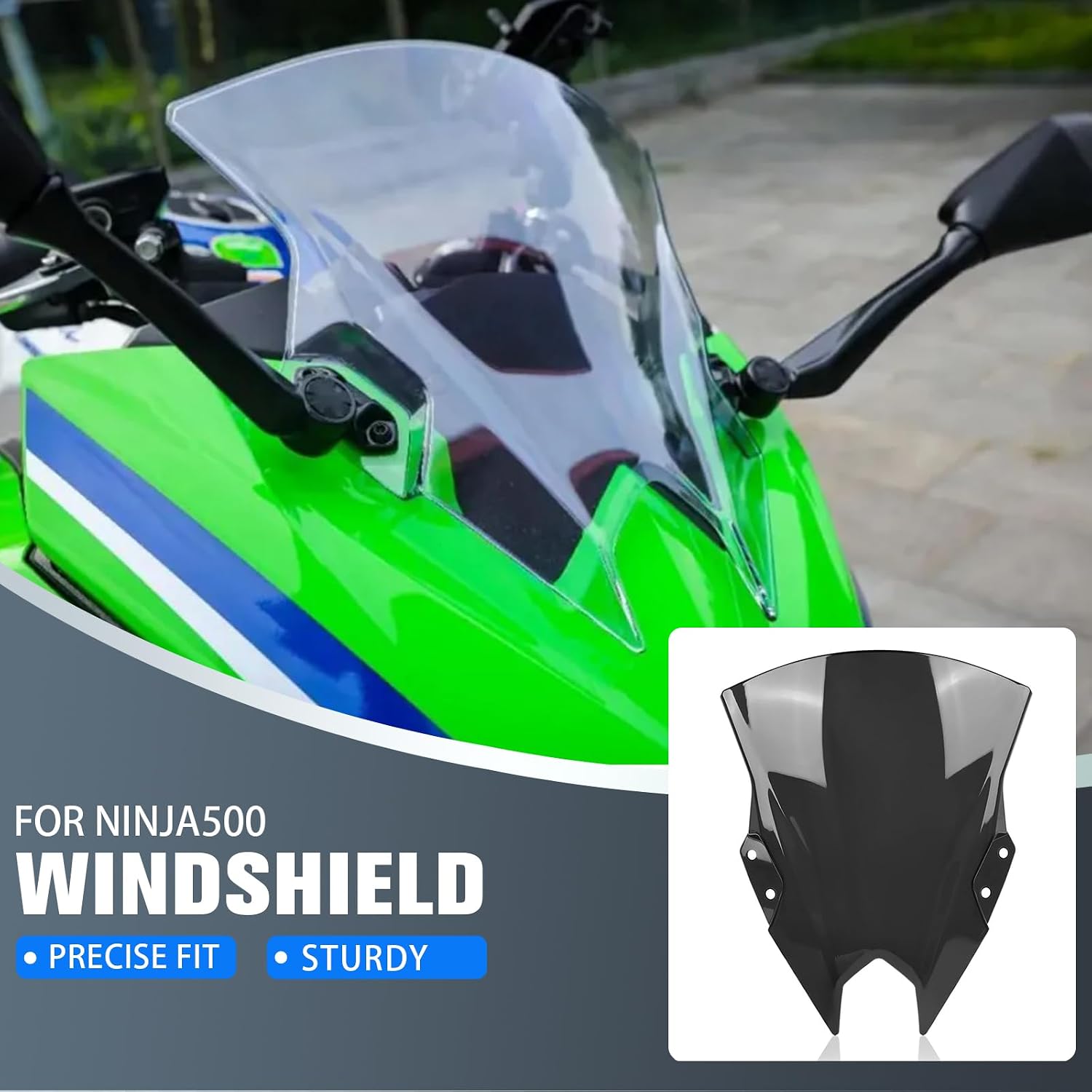 Motorcycle Windscreen Windshield Replacement for Kawasaki Ninja500 Ninja 500 SE 2024 2025 2026 PC Windscreen Double Bubble