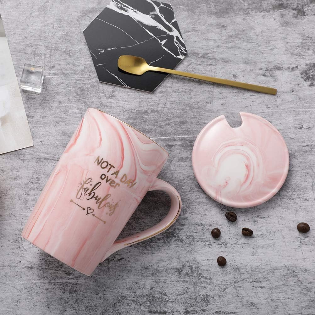 Get Special Price Not a Day Over Fabulous mug - Birthday Gifts for Women - Funny Birthday Gift Ideas for Her, BFF, Best Friends, Coworkers, Her, Wife, Mom, Daughter, Sister, Aunt Ceramic Marble Mug(Pink)