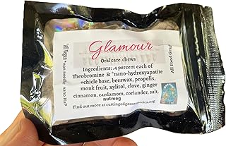 Glamour oral care chews: featuring natural chicle/beeswax base + theobromine, nanohydroxyapatite for enamel remineralization support (abstract 2.2), fresh spices, propolis-sweetned with monk fruit- Large pack (40 grams) chai spice)