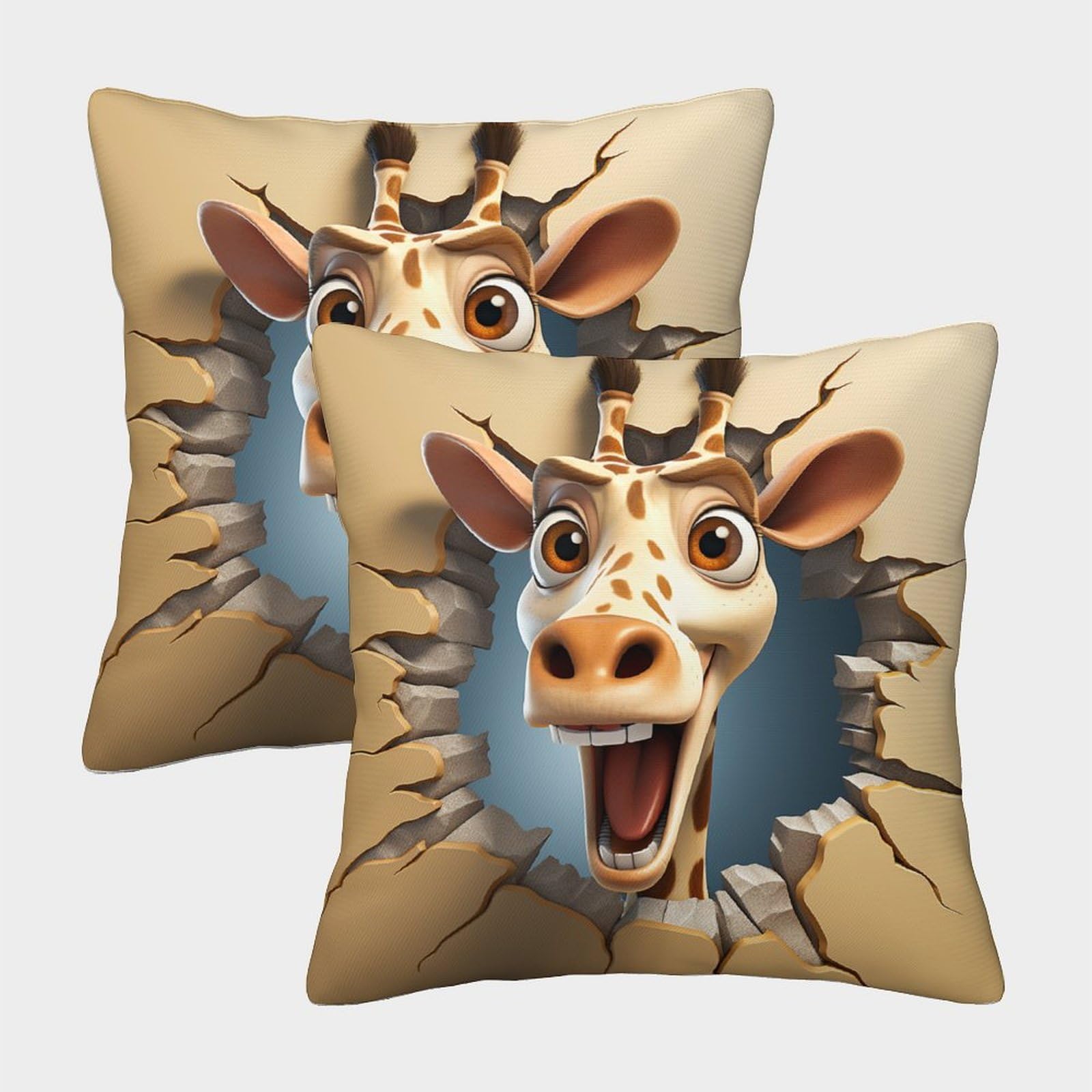 Giraffe Colorful Printed Square Throw Pillow Case Cushion Cover for Bed Chair Art Deco Modern Present Throw 40x40cm,Pack of 2