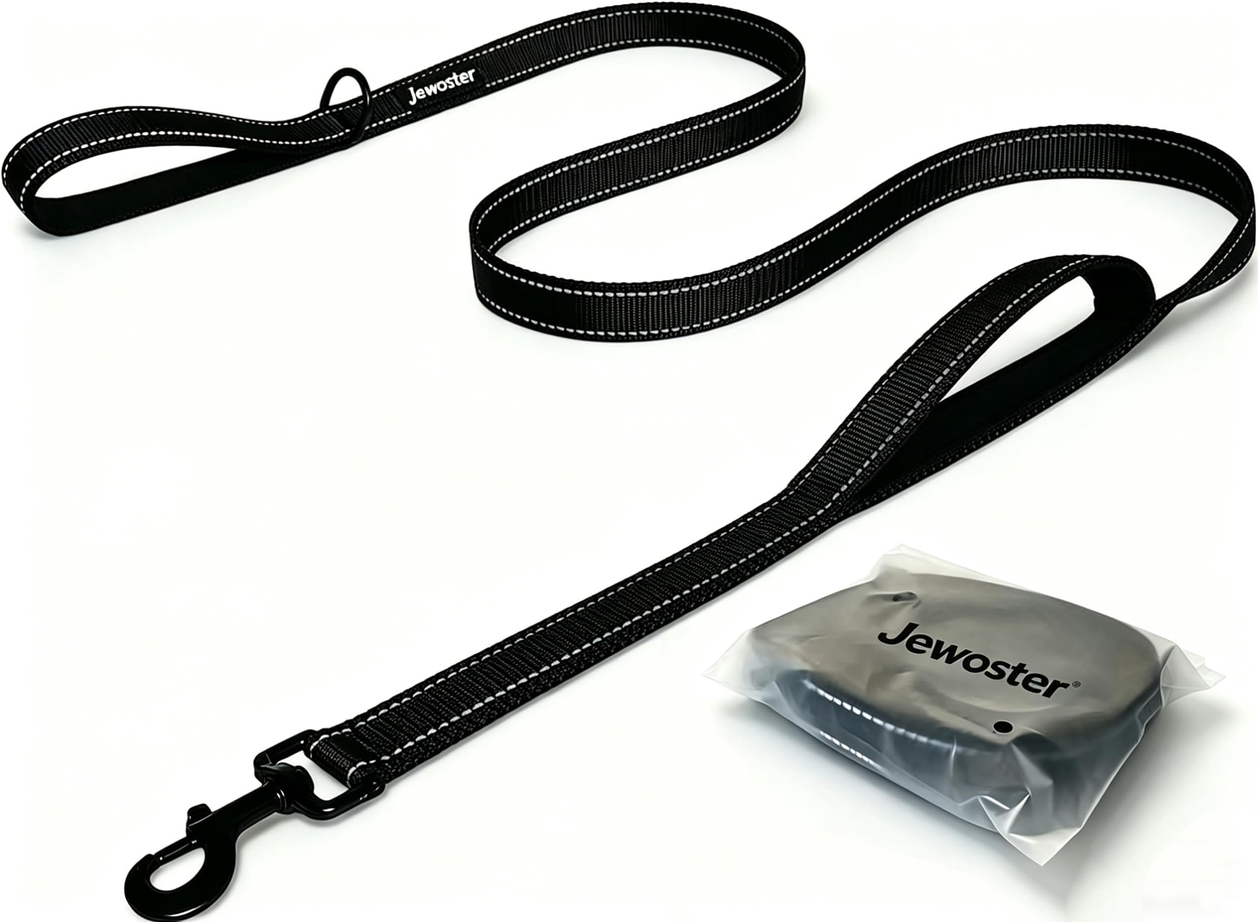 Heavy Duty Dog Leash - 2 Handles by Padded Traffic Handle for Extra Control, 6foot Long - Perfect for Medium to Large Dogs (6 ft, Black)