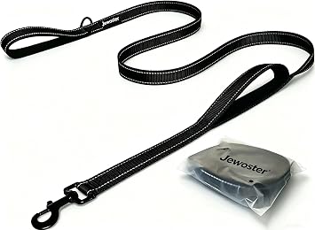 Heavy Duty Dog Leash - 2 Handles by Padded Traffic Handle for Extra Control, 6foot Long - Perfect for Medium to Large Dogs 6 ft, Black