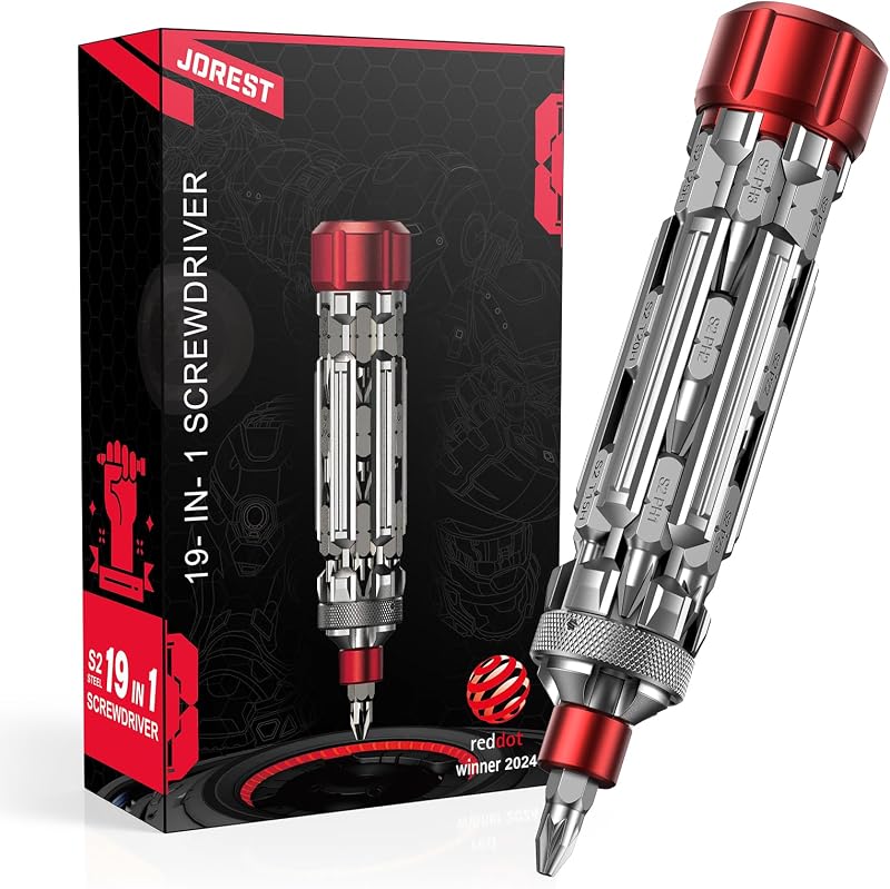 destornillador múltiple JOREST 19 en 1, destornillador EDC para computadora, reparación del hogar | destornillador multiherramienta magnético con cabeza plana hexagonal Torx Phillips, regalos de herramientas para técnicos carpinteros, ingenieros, amantes del bricolaje