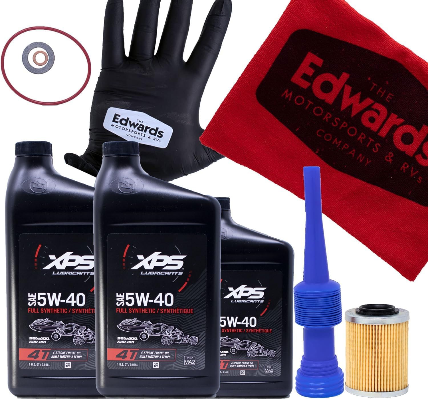 Edwards Oil Change Kit fits CAN-AM ATV/SXS 4T 5W-40 Full Synthetic Change Kit for Rotax 500 cc or more V-Twin engine