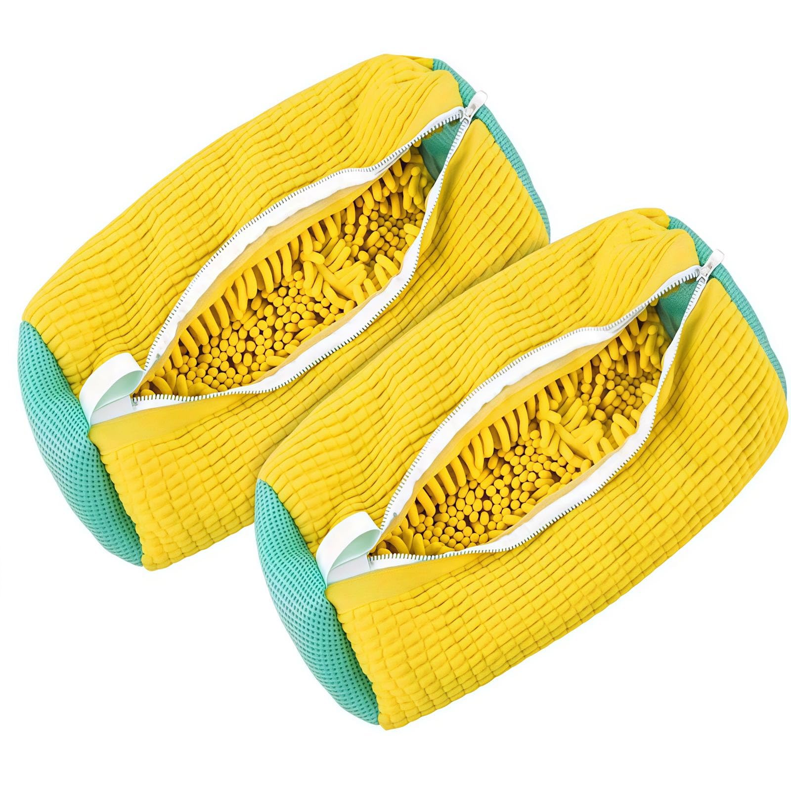 2 pezzi Sacchetti per Scarpe Lavanderia, 360 Degree Cleaning funzione per la pulizia dei copriscarpe in lavatrice con la cerniera chiusa, adatta a tutti i tipi di pulizia delle scarpe.(Giallo)