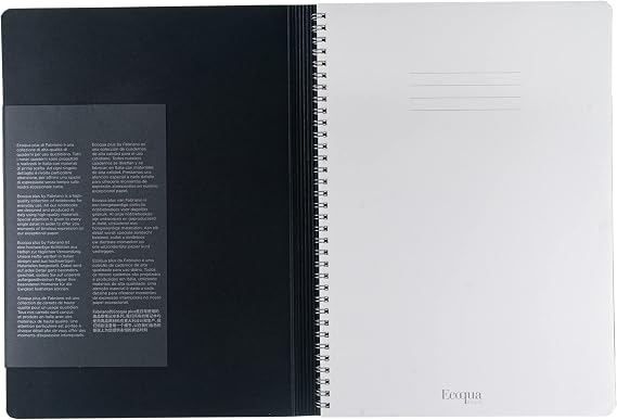 Fabriano Ecoqua Plus Hidden Spiral-Bound Notebook, 8.3 x 11.7, A4, Dotted, Black