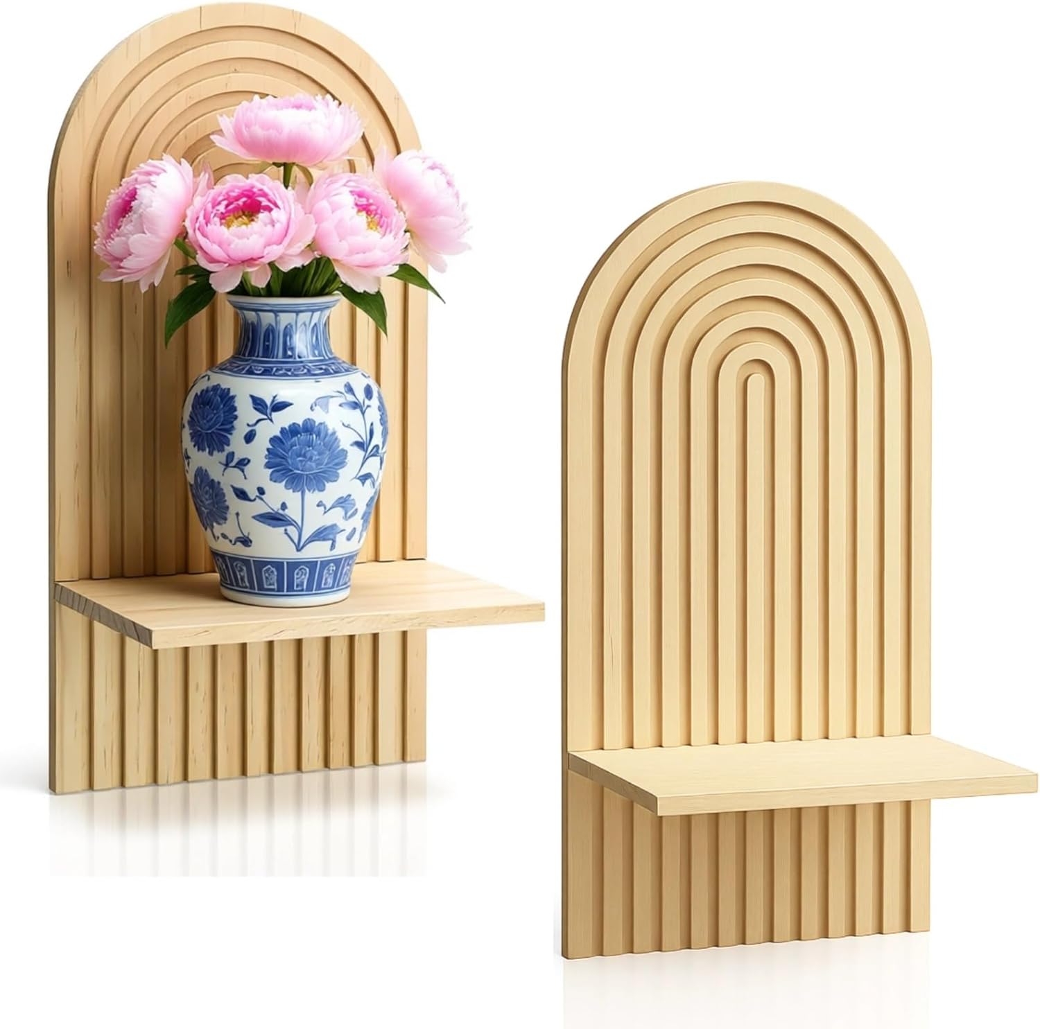 2 Wood Sconces for Walls, Shelves, Candle Holders