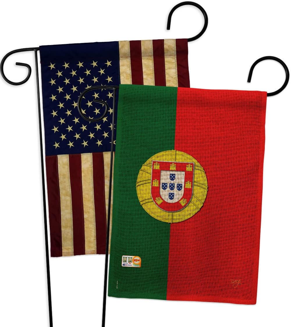 Portugal Burlap Garden Flags Pack Regional Nationality Nation International World Country Particular Area USA Vintage Applique Small Decorative Gift Yard House Banner Double-Sided Made In 13 X 18.5