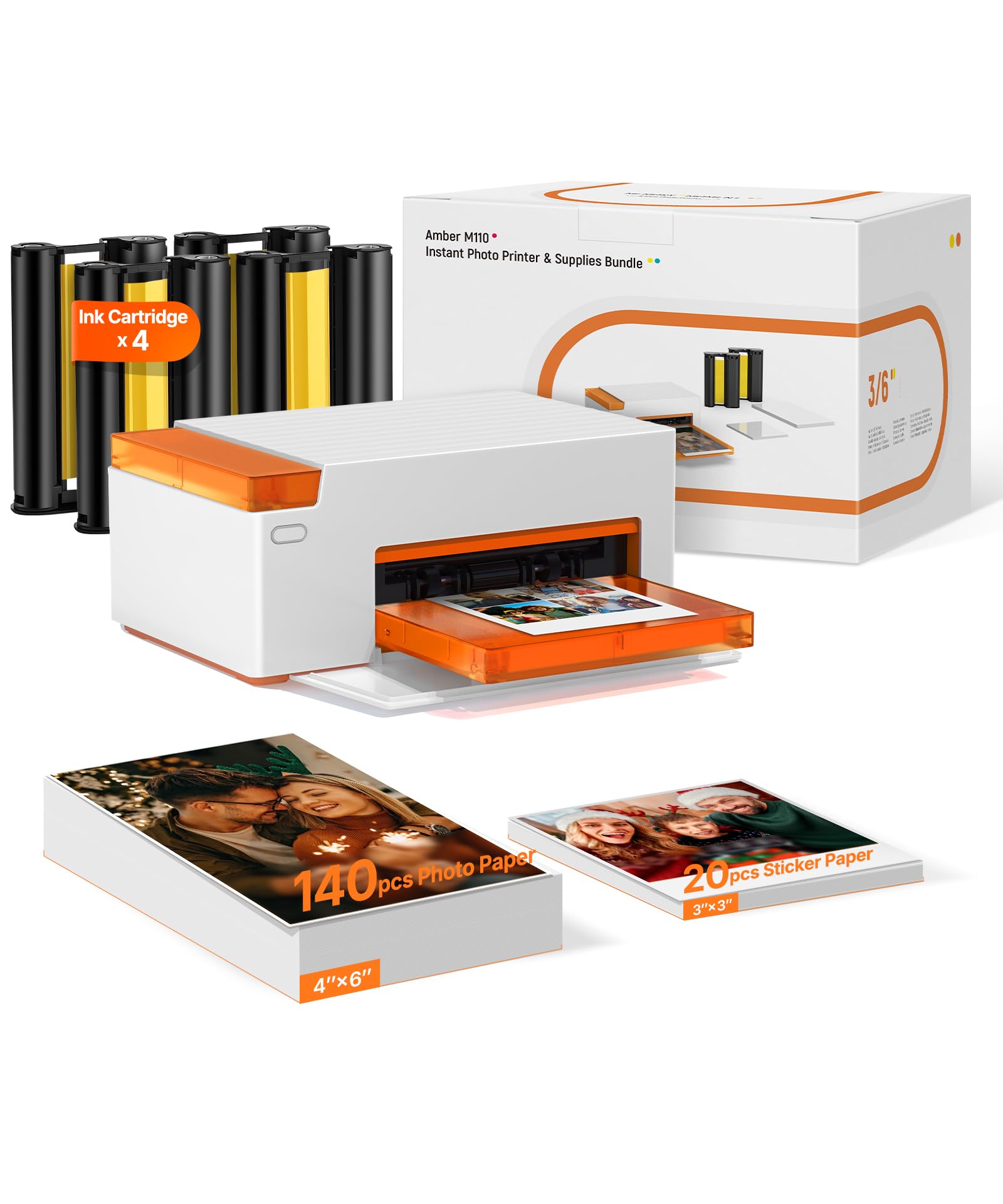 Liene Amber M110 Mini Fotodrucker Thermosublimation Bluetooth 10x15 cm Fotopapier