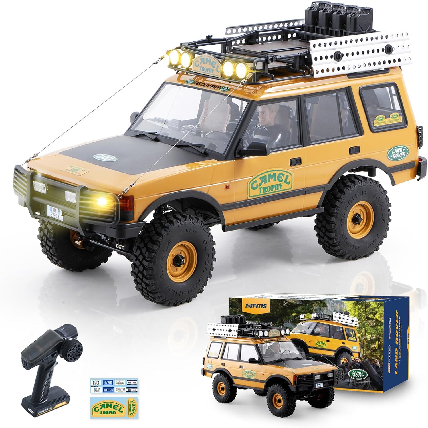 BEEZRC FMS 1/10 FCX10 RC Crawler Officially Authorized Land Rover Series, Camel Trophy Edition RC Model 4WD RC Rock Truck, 2.4Ghz Hobby Grade, RC Off Road Vehicle for Adults RS (Discovery)