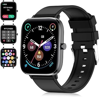 PJYUBVOR Smart Watch, Smartwatch for Men - Answer/Make Call, 1.83" Touch Screen, Fitness Tracker, Heart Rate & Sleep Monitor, Blood Oxygen, Pedometer, Waterproof - for Android & iPhone, Black