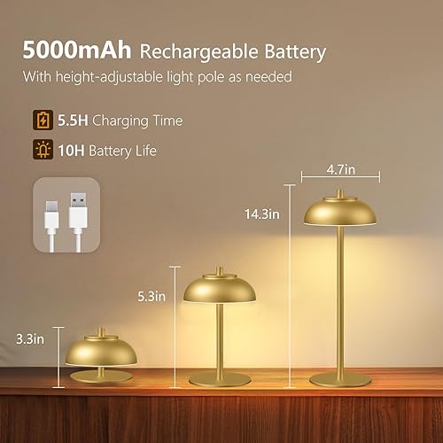 Miniatura 4 de Paquete de 2 lámparas de mesa LED inalámbricas moderna lámpara de escritorio portátil para uso en interiores y exteriores, 3 luces de batería