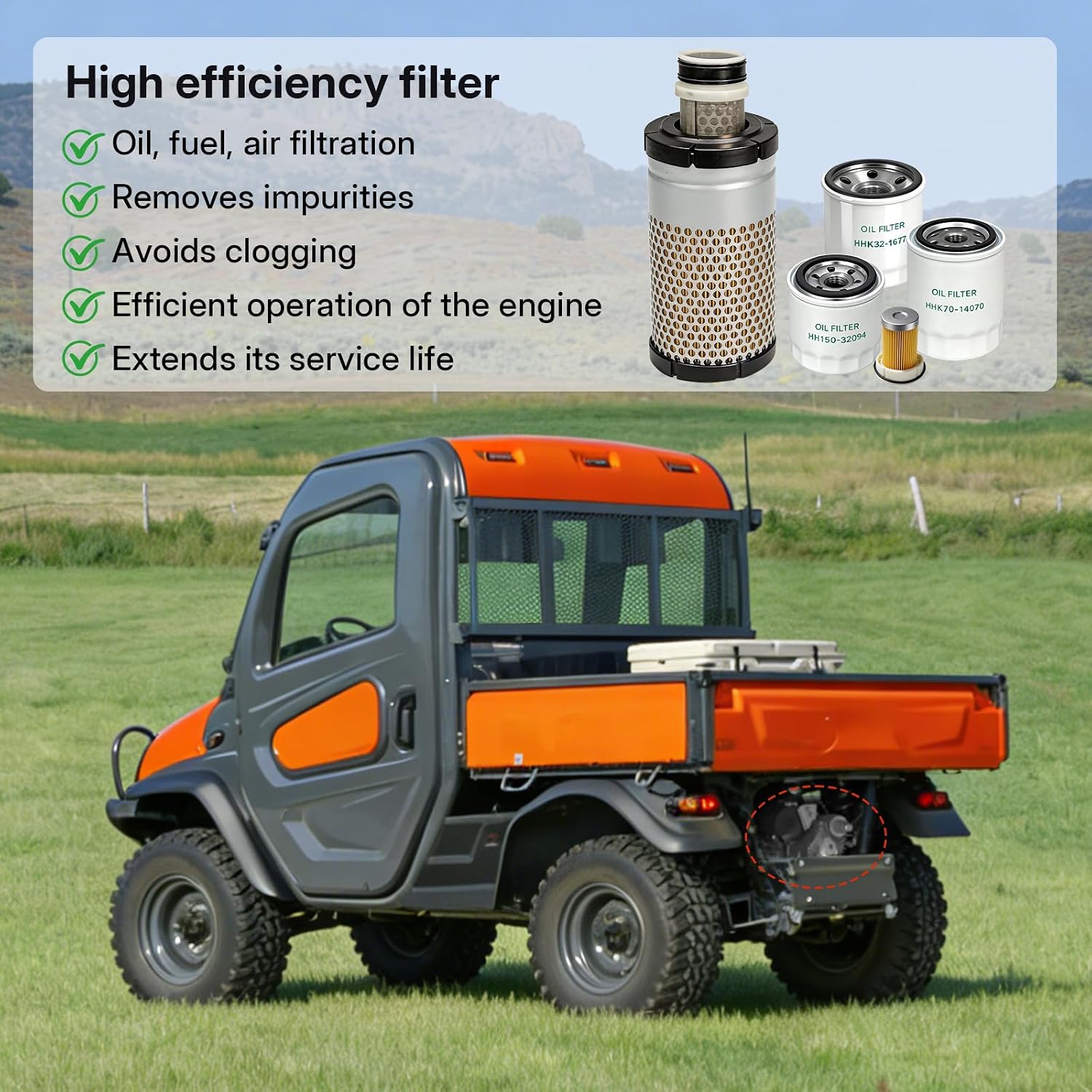 Filter Kit for Kubota RTV-X1140 RTV-X1100C RTV-X1120D Utility Vehicle