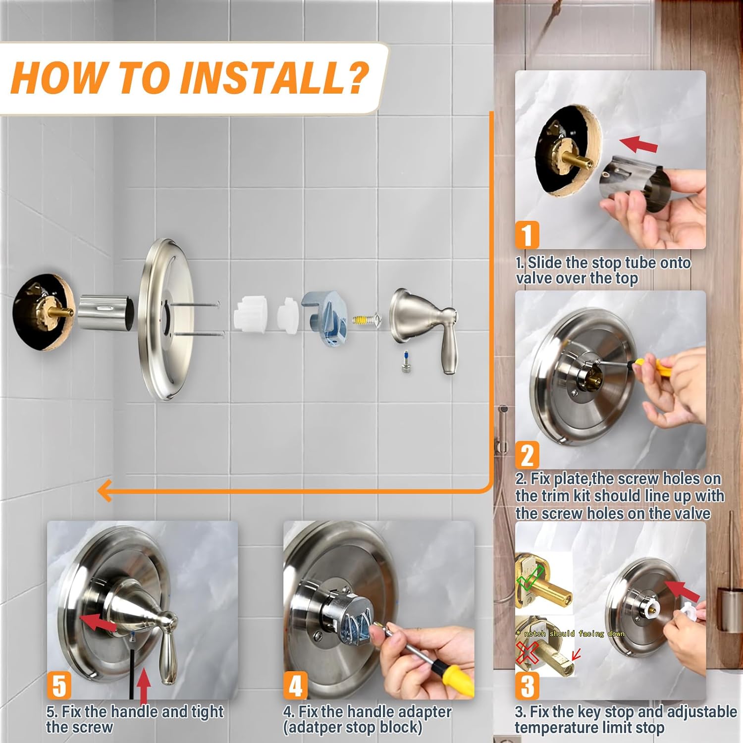 T2151 Pressure Balancing Tub and Shower Valve Trim Kit, Compatible with Moen Posi-Temp Valve Brushed Nickel，6.9 Inch