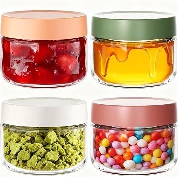 Senders 4 Pack 10 OZ Overnight Oats Jar, 300ml Glass Mason Jars with Lids, Glass Jars for Overnight Oats Salad Jars Fruit Yogurt Pudding Chutney Jam Spice 300ml