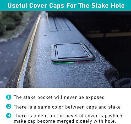 Miniatura 14 de TTCR-II Compatible con Ram 1500 Fundas de bolsillo de estaca 2019-2024 2025 2026, para Ram 1500 riel de cama, tapones de bolsillo de estaca Big