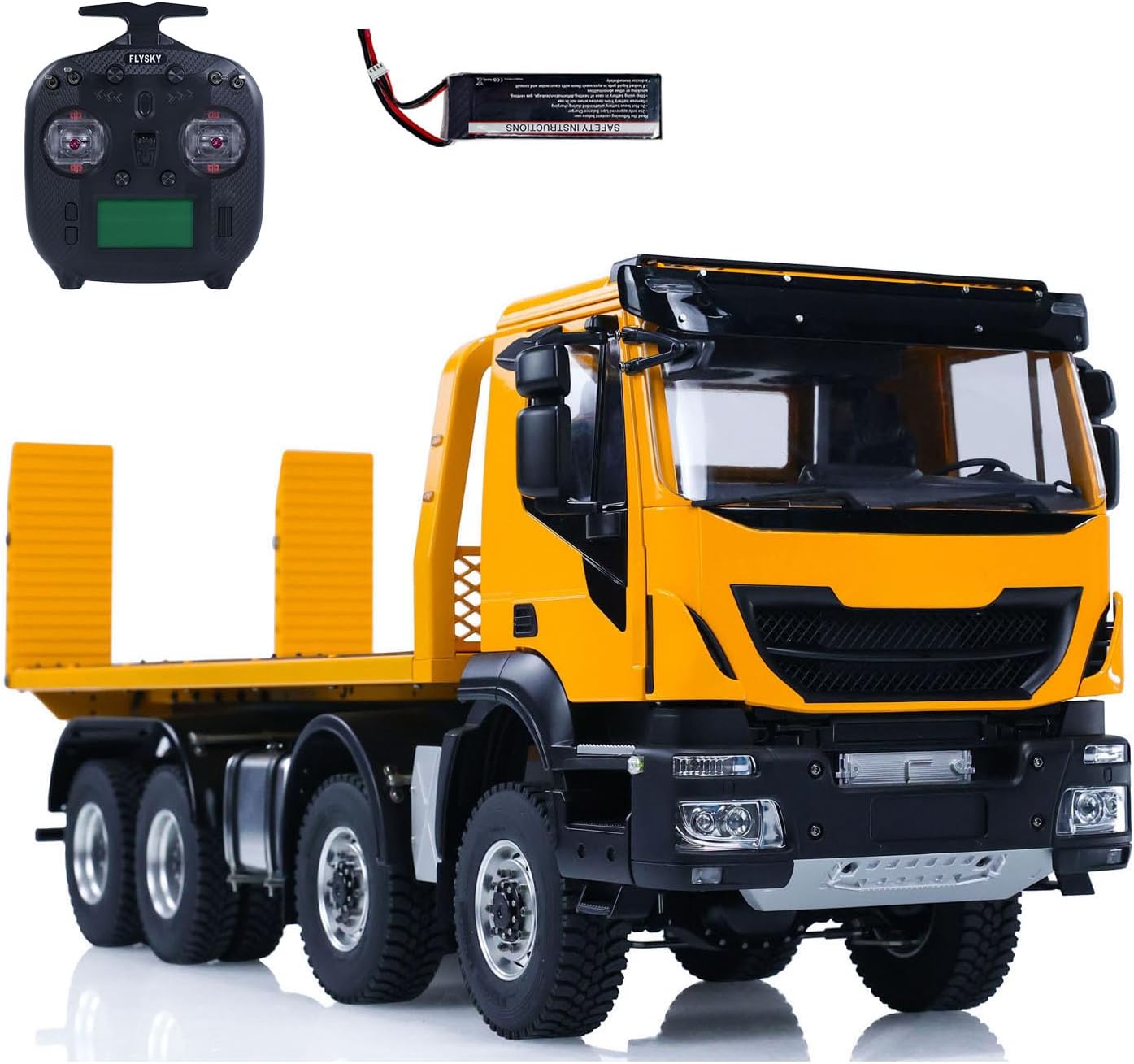 1/14 8X8 RC Hydraulic Wrecker Truck 2Speed Remote Control Road Rescue Vehicle CNC Axle Differential Locks Light System Battery Hobby Grade Model for Adult Hobby