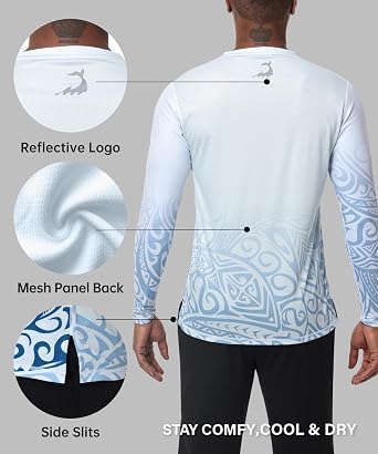 HUGE SPORTS Men UPF 50+ Long Sleeve Rash Guard QuickDry UV Sun Protection for Surfing Fishing Swimming