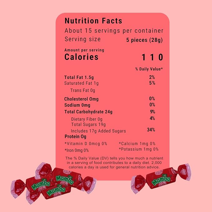 Caramelos Mamba de Fresa, bolsa 1 lb, envuelto individualmente miniatura 2