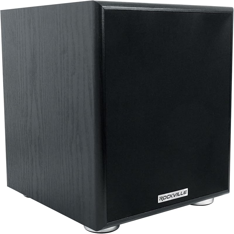 Rock Shaker 6.5 Black 200W Peak/100W RMS Powered Home Theater Subwoofer, Class-D, Adjustable Crossover, 20Hz-200Hz, Compact Design, for Movies and Music | 200W Peak, 100W RMS, Class D Amplifier, MDF Enclosure, RCA and High level inputs, RCA Output, Detachable Grill