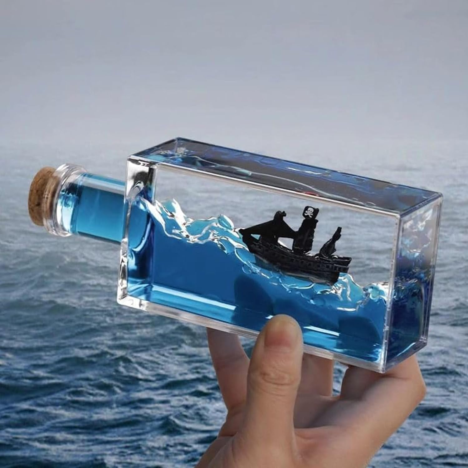 ACRYLIC SQUARE BOTTLE WITH SHIP